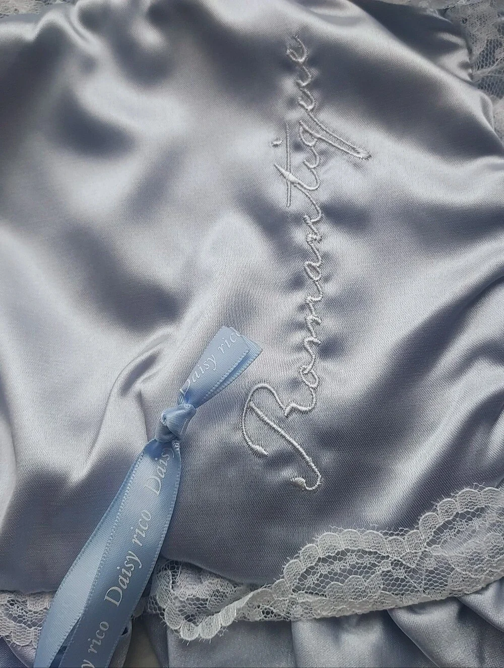 Japan brand grey silver lace Satin Lace cloths cosmetic drawstring bag pouch
